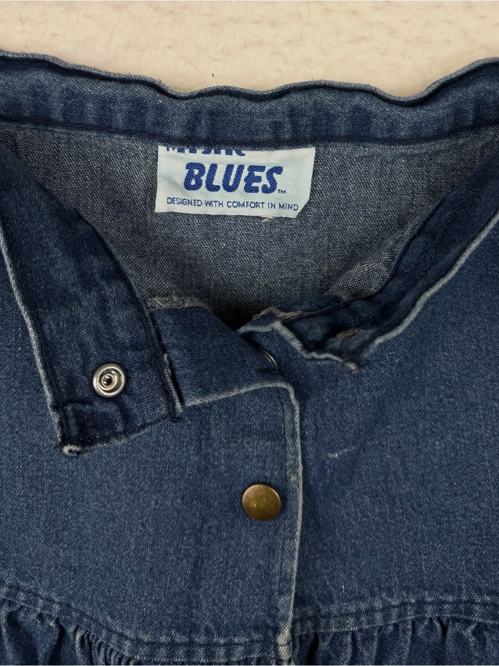 (VTG) MYSTIC BLUES • Blue Dark Wash Denim 100% Cotton Button-Front Skirt, 40 - Picture 5 of 10